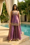 Aarvi 01 Fendy Satin Beats Work Readymade Plazzo Suits